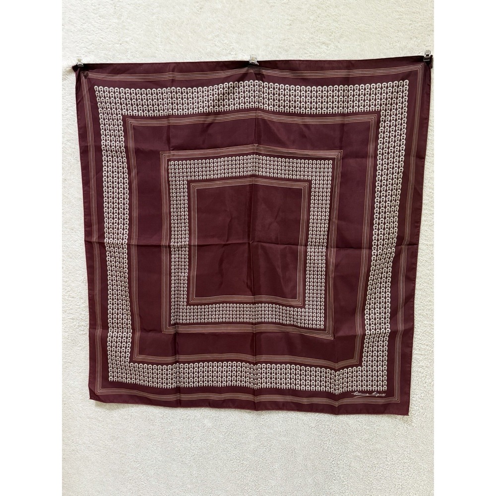 Vintage 100% Silk Scarf Etienne Aigner Logo Square Italian Made 26.5" x 26.5"